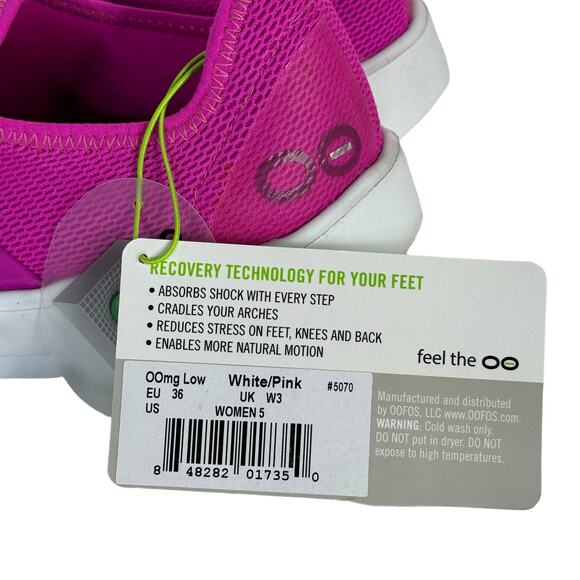 OOFOS OOmg Low Recovery Sneaker Women's Pink Athletic SZ 5 Shoes NEW Slip On - Picture 7 of 11